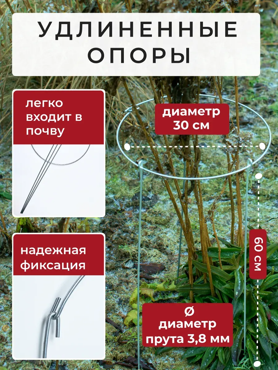 Опора для растений ARTELIKA Удлинённые для цветов и кустов 30х60см (3шт) — фото 2