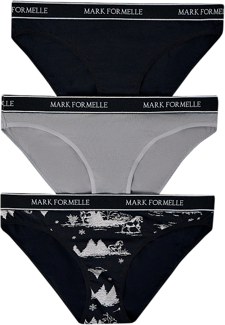 Комплект женских трусов Mark Formelle 412298-3 (р.102, лошади на черном)