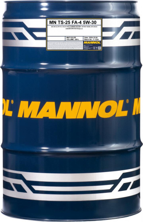Моторное масло Mannol TS-25 7125 FA-4 SAE 5W-30 / MN7125-DR (208л)