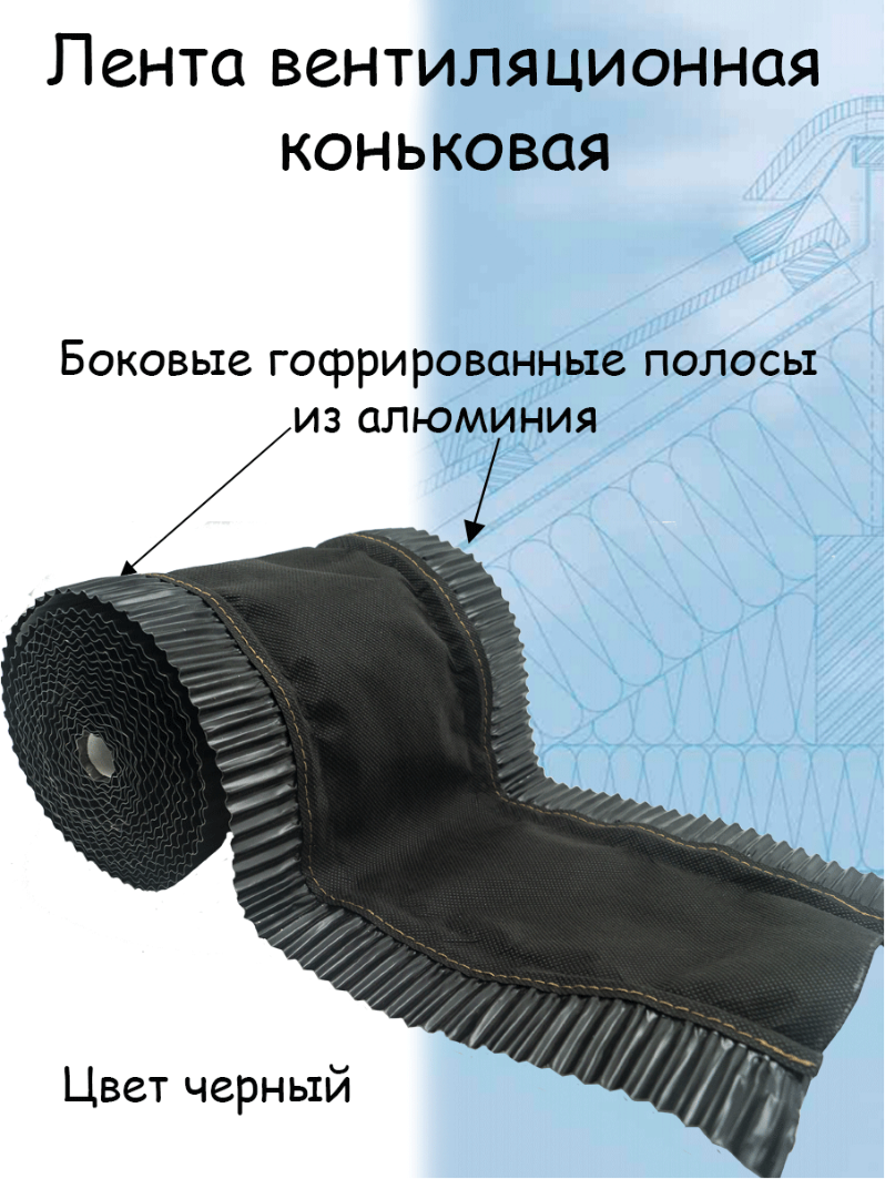 Гидроизоляционная лента Geobond Вентиляционная коньковая ЛВК-240х5000 RAL 9005 — фото 3