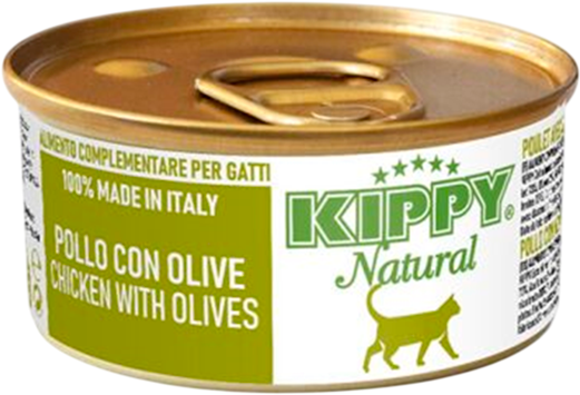 Влажный корм для кошек Kippy Natural для всех пород с курицей оливками (70г)