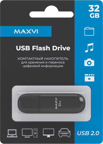 USB flash накопитель Maxvi P1 32GB (черный) — фото 3