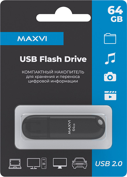 USB flash накопитель Maxvi P1 64GB (черный) — фото 3