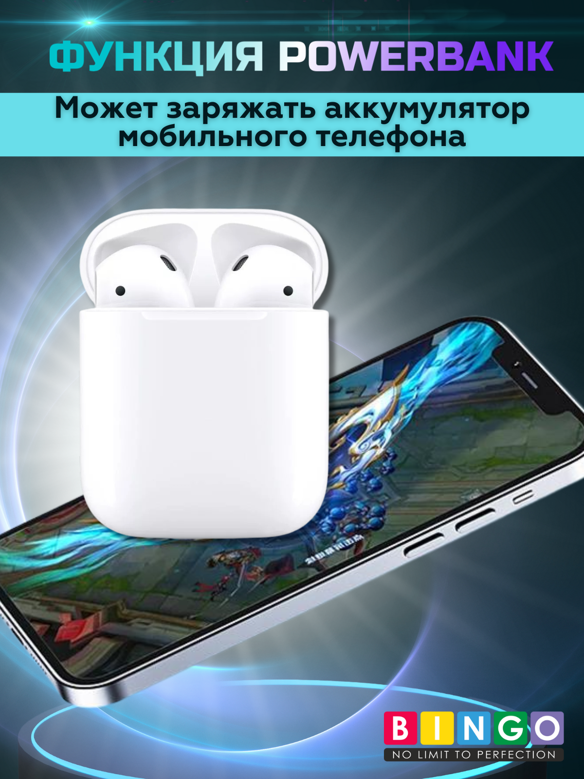 Беспроводные наушники Bingo VT-i22 AirPods 2 TOP (белый) — фото 6