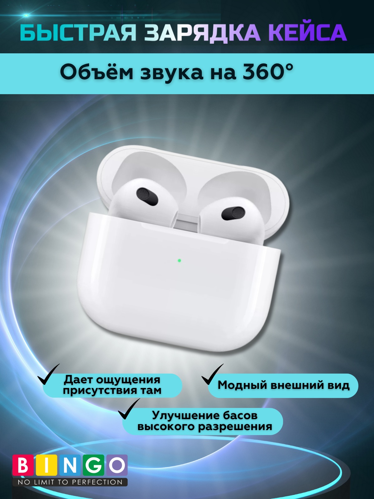 Беспроводные наушники Bingo VT-i31 AirPods 3 (белый) — фото 3