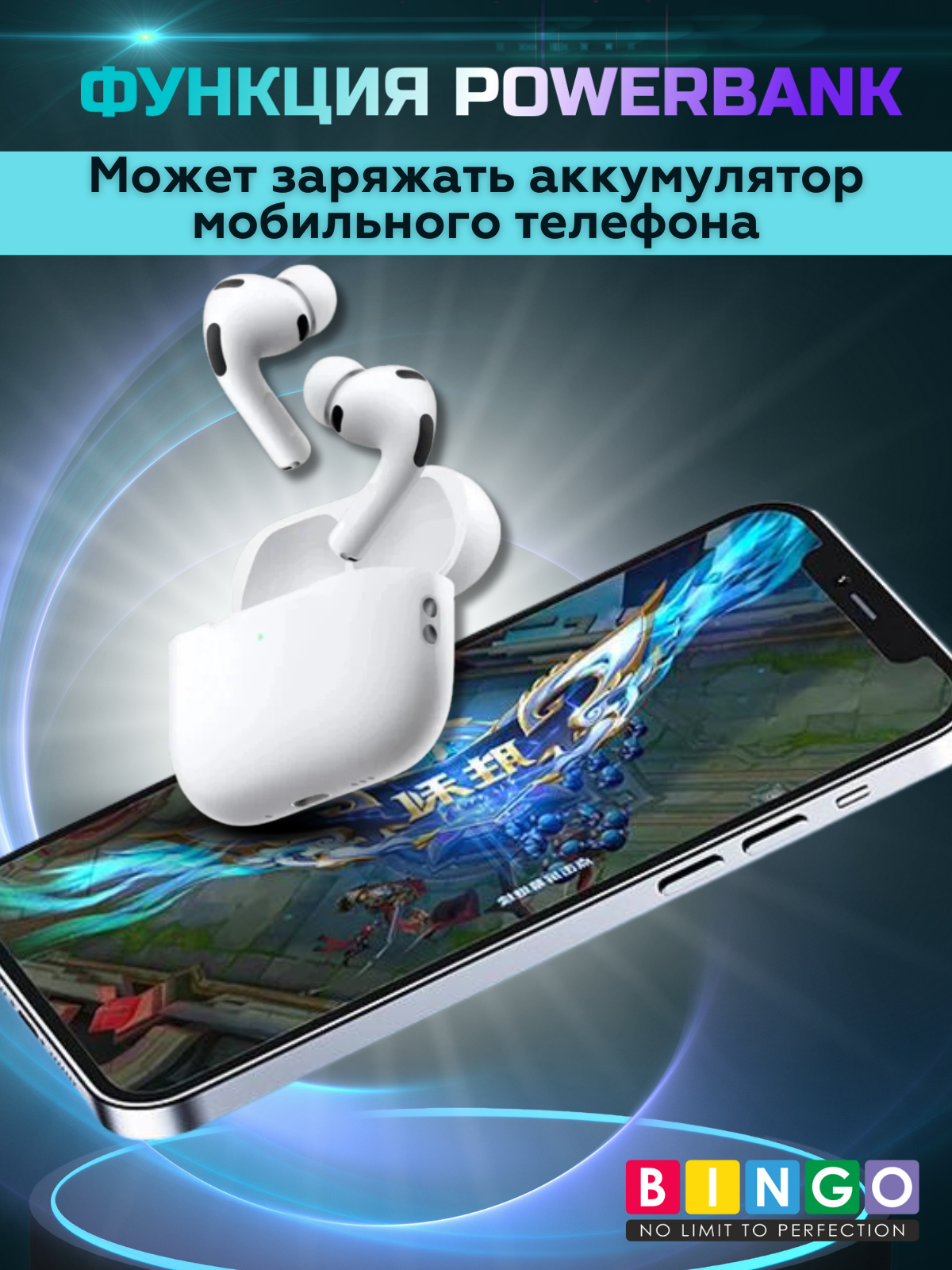 Беспроводные наушники Bingo VT-i53 AirPods Pro 3 ANC (белый) — фото 6