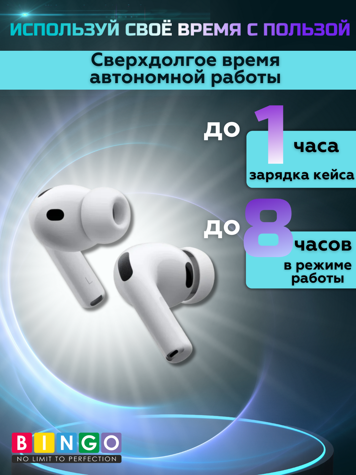 Беспроводные наушники Bingo VT-i53 AirPods Pro 3 ANC (белый) — фото 4