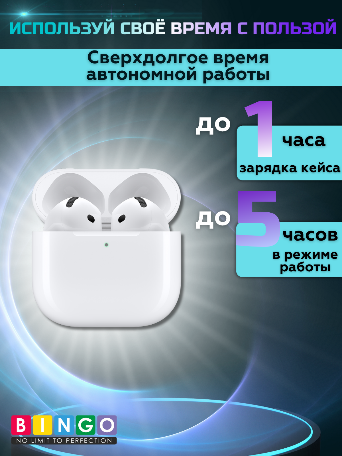 Беспроводные наушники Bingo VT-i42 AirPods 4 TOP (белый) — фото 4