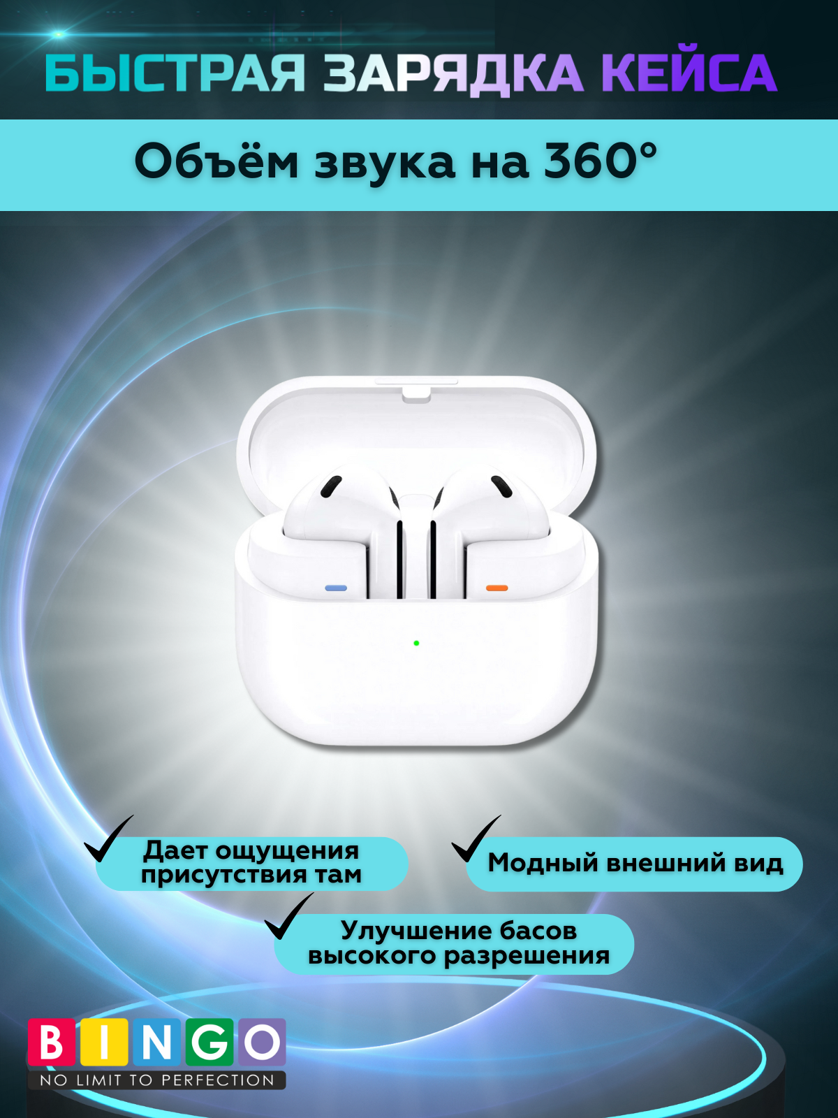 Беспроводные наушники Bingo V16 Samsung Galaxy Buds 3 (белый) — фото 3