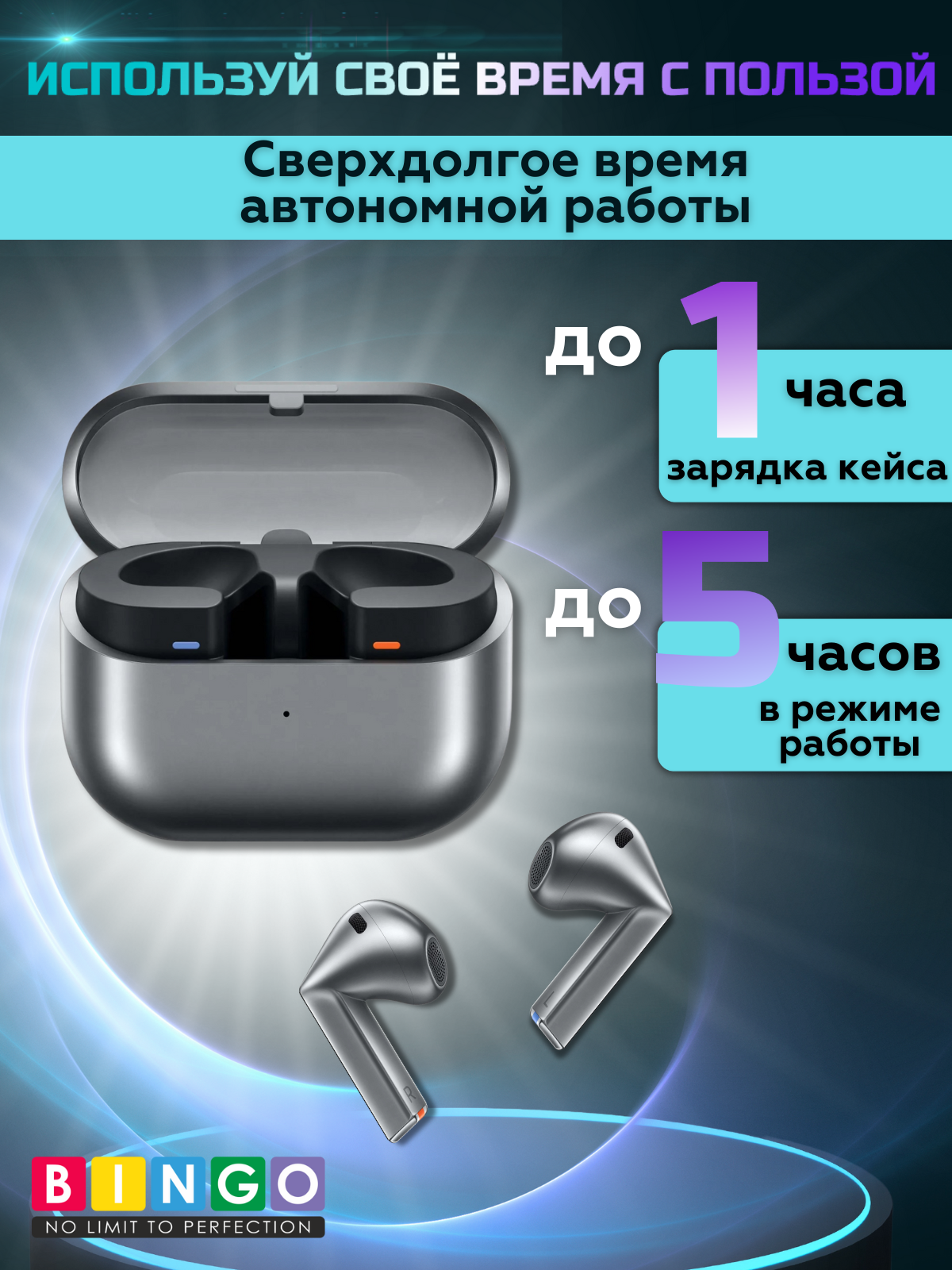 Беспроводные наушники Bingo V16 Samsung Galaxy Buds 3 (серый) — фото 3
