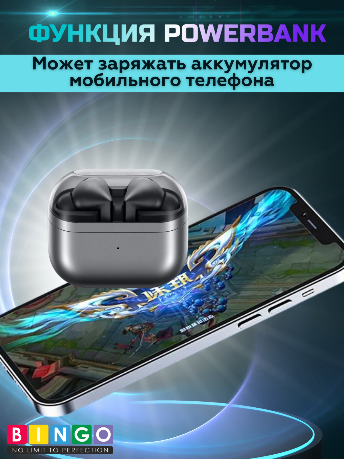 Беспроводные наушники Bingo V16 Pro Samsung Galaxy Buds 3 Pro ANC (серый) — фото 5