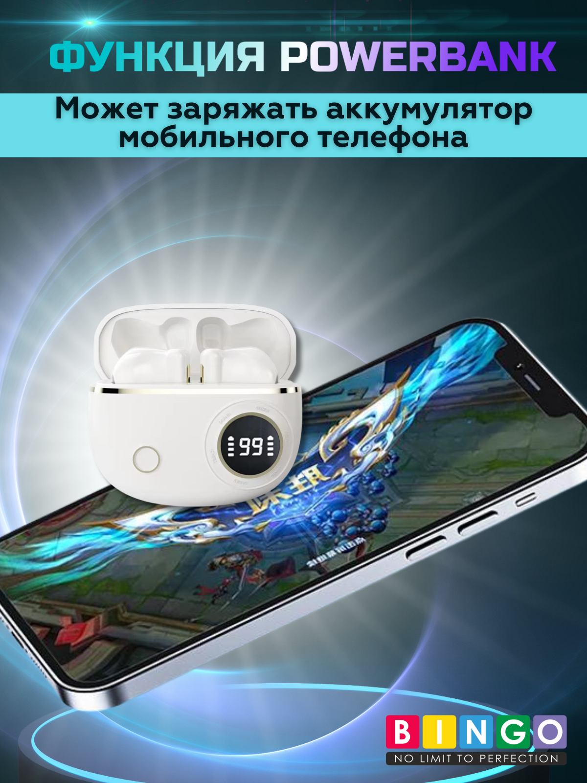 Беспроводные наушники Bingo V12 (белый) — фото 6