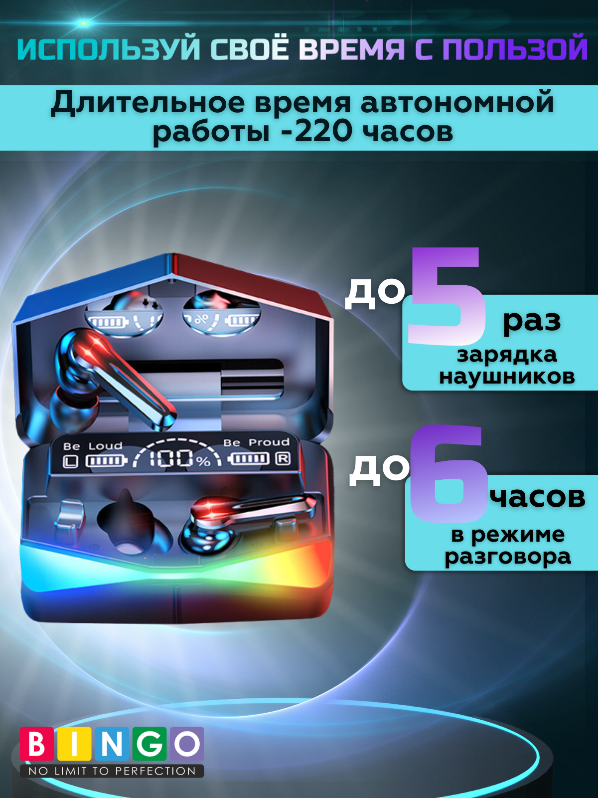 Беспроводные наушники Bingo M28 (черный) — фото 5