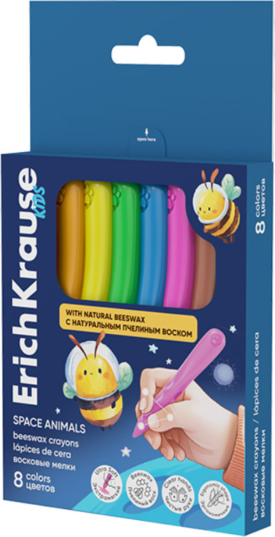 Восковые мелки Erich Krause Kids Space Animals / 65456 (8цв)