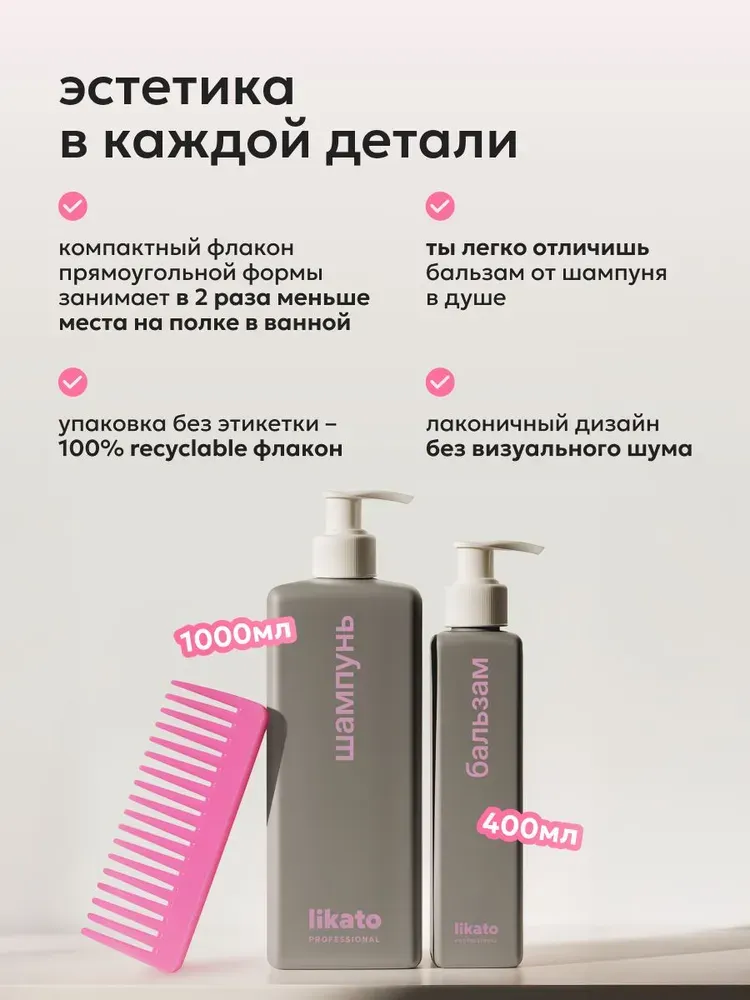 Бальзам для волос Likato Professional Keraglow для поврежденных волос с кератином (1л) — фото 4