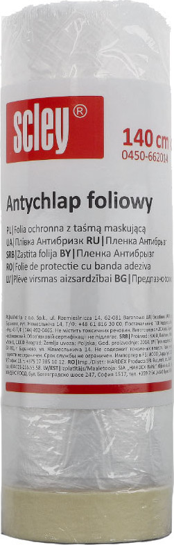 Пленка строительная Scley Антибрызг с малярной лентой / 0450-662014 (140см)