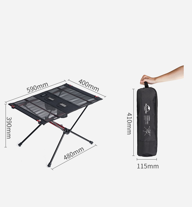 Стол складной Naturehike FT07 59х40х39см / NH19Z027-Z-B (черный) — фото 5