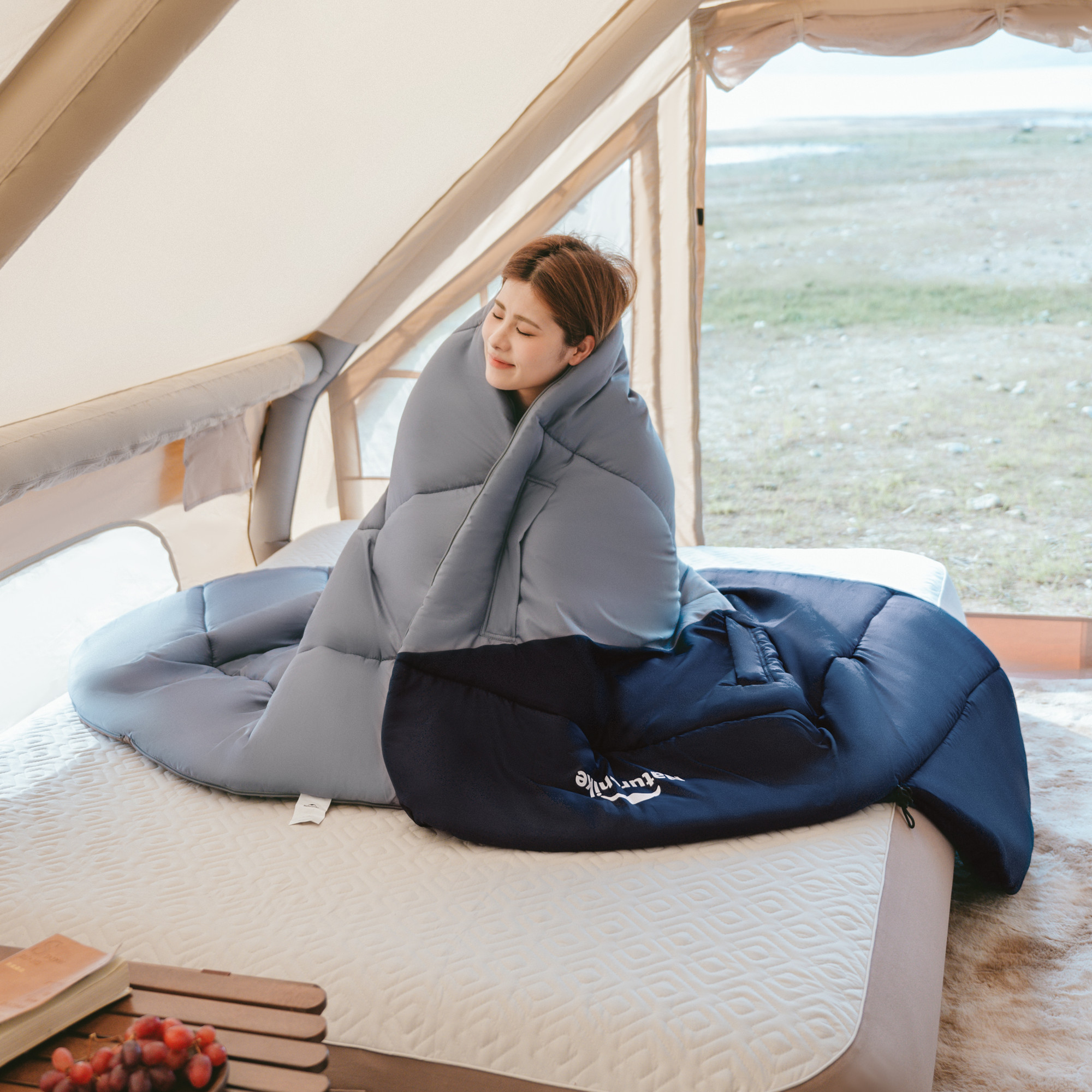 Спальный мешок Naturehike Sunny Day PL02 U450 / CNK2550WS028-U450DBLB (левый, серо-голубой) — фото 4