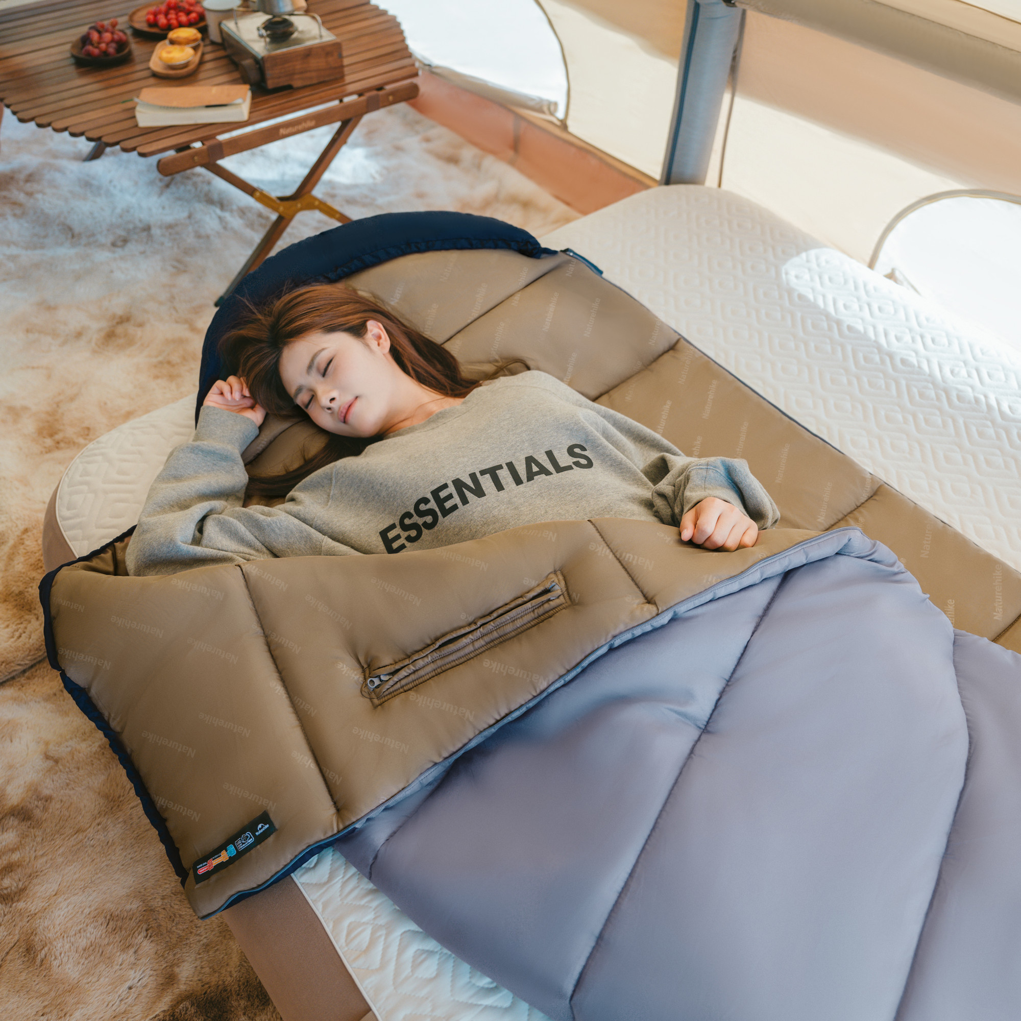 Спальный мешок Naturehike Sunny Day PL02 U450 / CNK2550WS028-U450DBLB (левый, серо-голубой) — фото 3