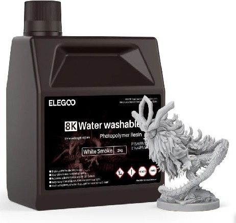 Фотополимерная смола для 3D-принтера Elegoo Water Washable 8K / 50.103.0412 (2кг, белый дым)