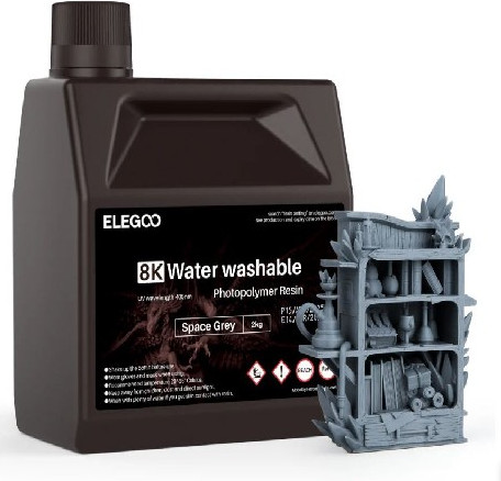 Фотополимерная смола для 3D-принтера Elegoo Water Washable 8K / 50.103.0411 (2кг, серый)