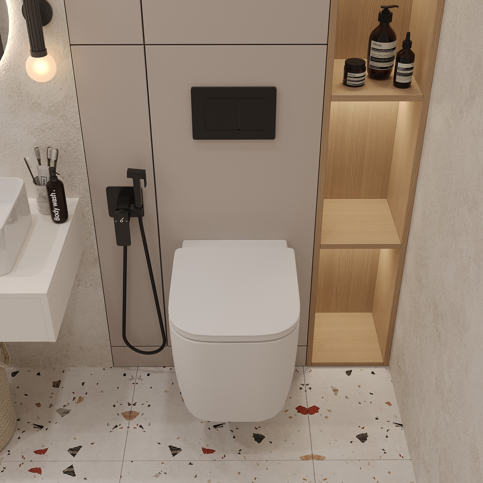 Инсталляция с унитазом подвесным Oliveeka OL-MQG1E12-MB (черный матовый) — фото 5