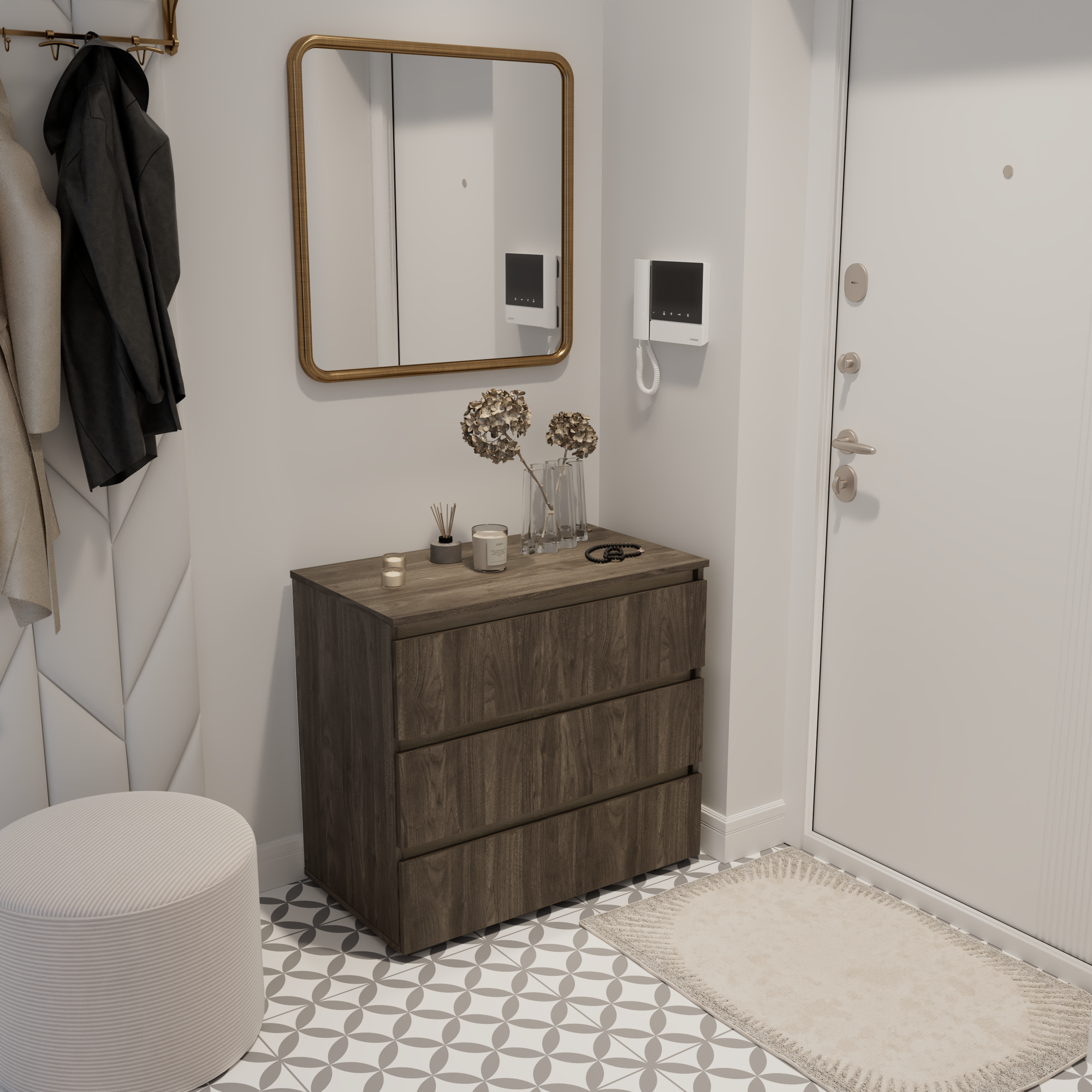 Комод Кортекс-мебель Бари 80 3ш (орех элия/орех элия/дуб сонома) — фото 3