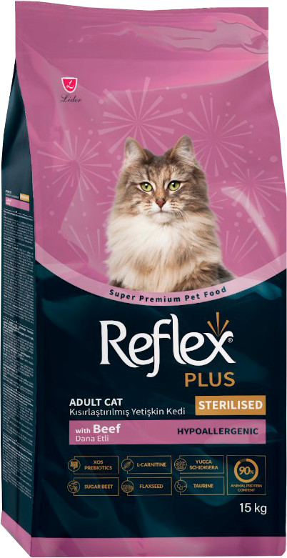 Сухой корм для кошек Reflex Plus Для стерилизованных С говядиной (15кг)
