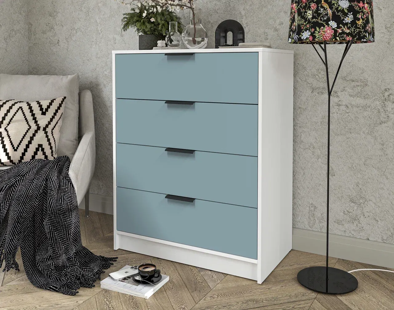 Комод Interline Концепт КТ-К80 Глосс (белый платинум/океан) — фото 4