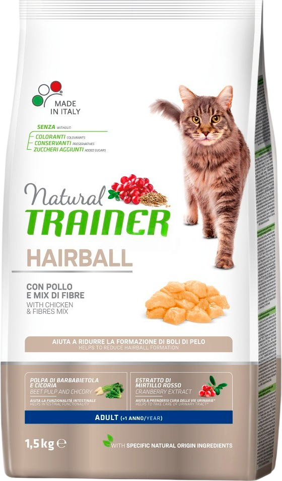 Сухой корм для кошек Trainer Adult Hairball С курицей (1.5кг)