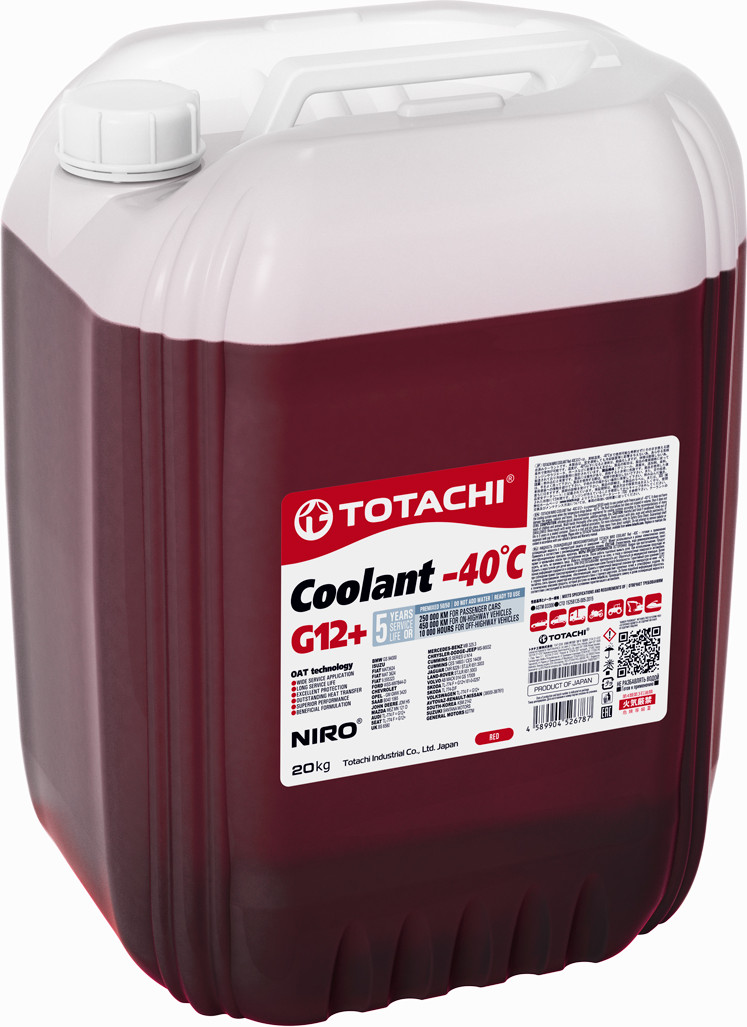 Антифриз Totachi Niro Coolant G12+ -40C / 43120 (20кг, красный)
