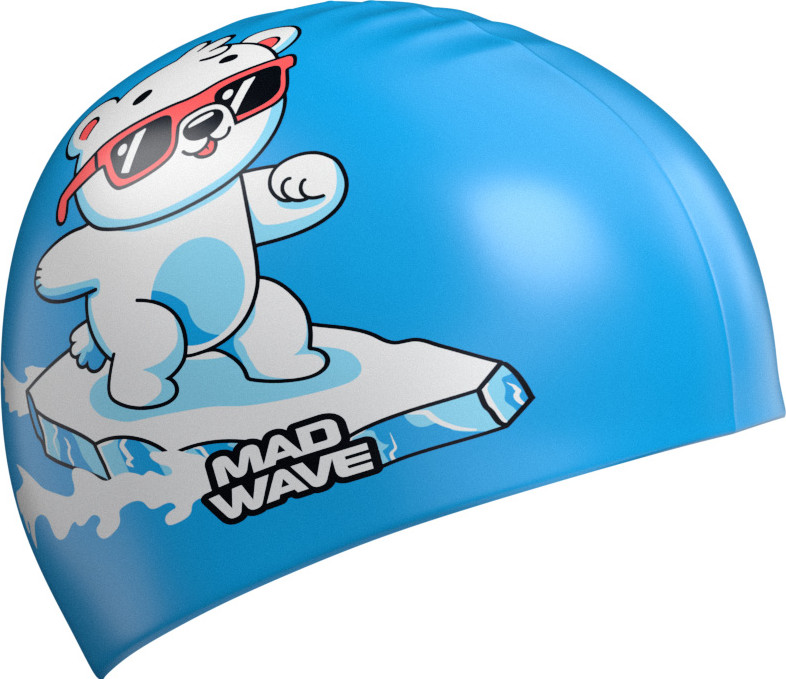 Шапочка для плавания Mad Wave Bear (голубой)