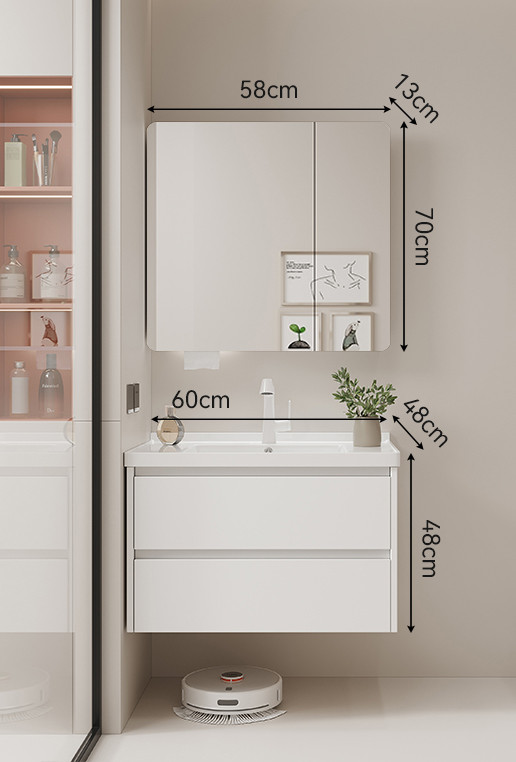 Тумба с умывальником Saniteco WSED250916003-2-W (белый) — фото 2