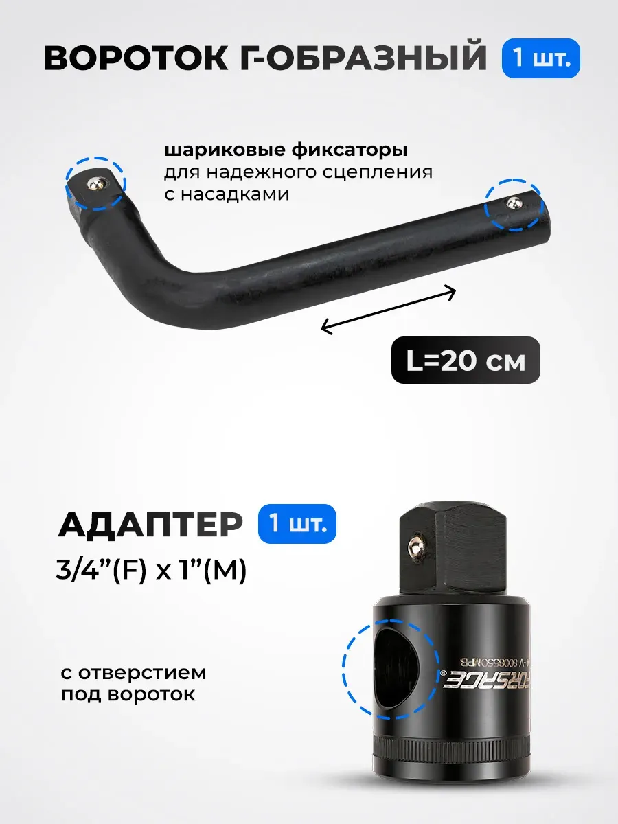 Набор головок слесарных Forsage F-6154-5MPB (63806) — фото 4