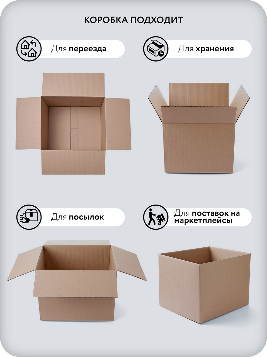 Набор коробок для переезда Citydecor Картонные самосборные 60х40х40см (10шт) — фото 4