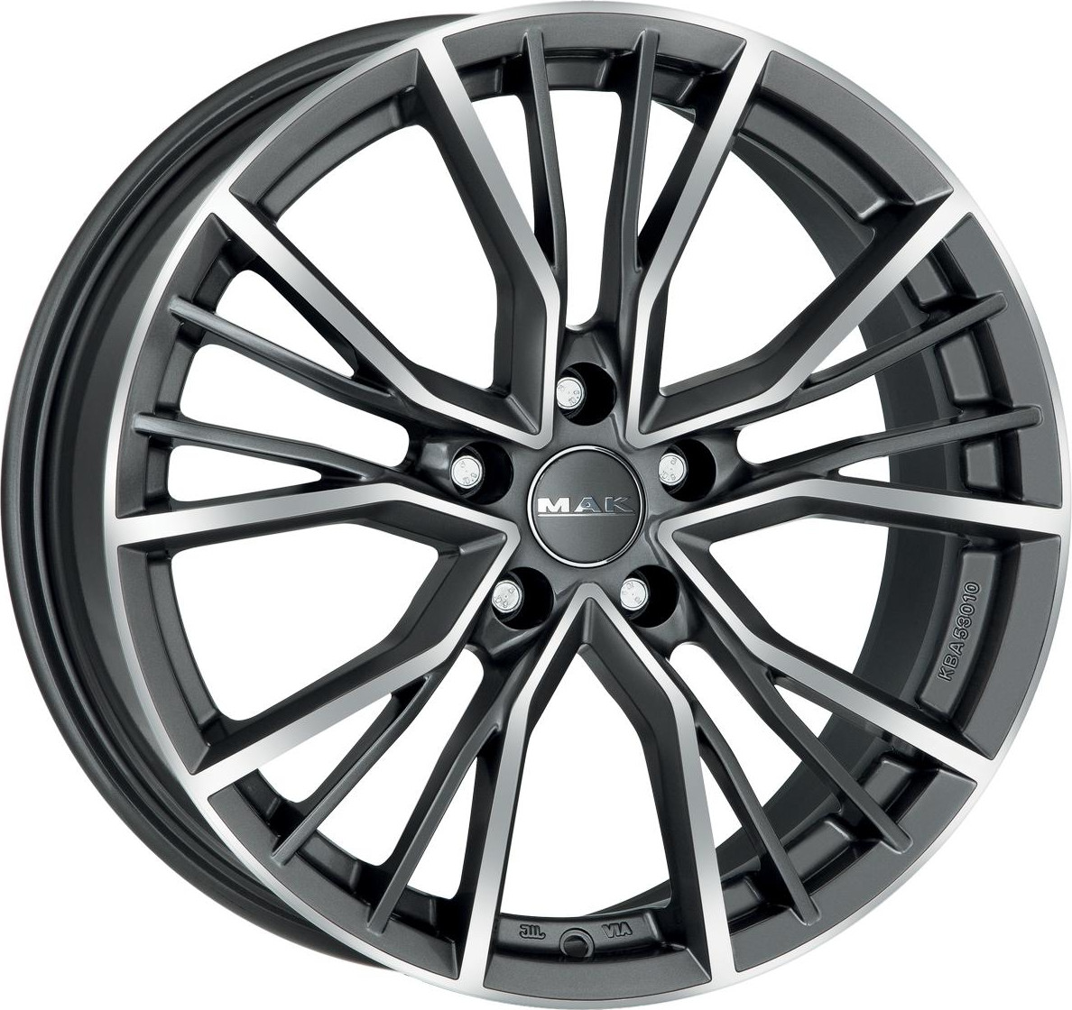 Литой диск MAK Union 20x9" 5x112мм DIA 66.45мм ET 38мм Gun Met-Mirror Face