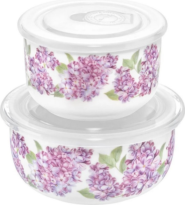 Набор салатников Elan Gallery Сирень New Bone China / 420831 (2шт)