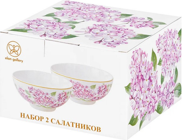 Набор салатников Elan Gallery Сирень New Bone China / 420832 — фото 6