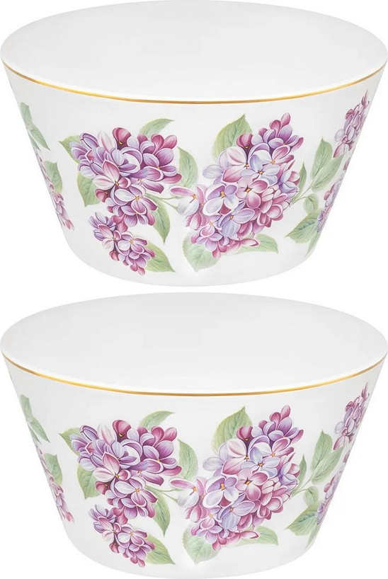 Набор салатников Elan Gallery Сирень New Bone China / 420833 (2шт) — фото 4