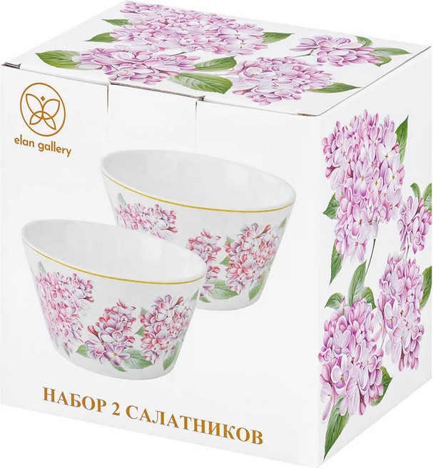 Набор салатников Elan Gallery Сирень New Bone China / 420833 (2шт) — фото 6