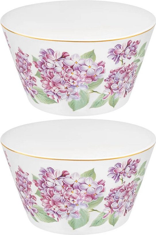 Набор салатников Elan Gallery Сирень New Bone China / 420833 (2шт)