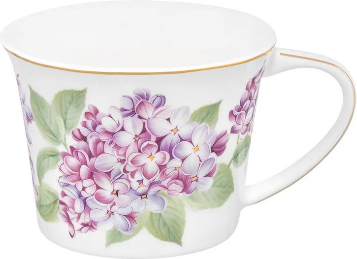 Кружка с блюдцем Elan Gallery Сирень New Bone China / 420839 — фото 5