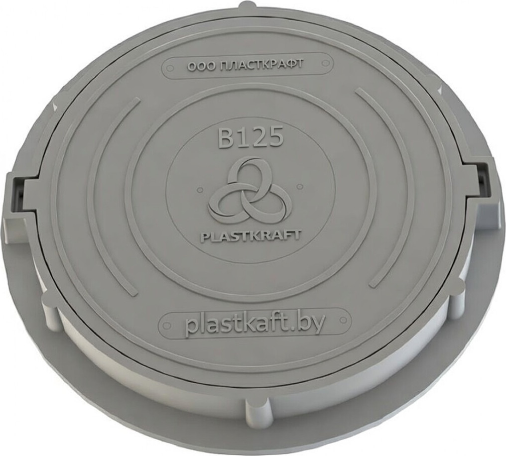 Люк канализационный PLASTKRAFT В125 125 Кн h110 с ЗУ (серый)