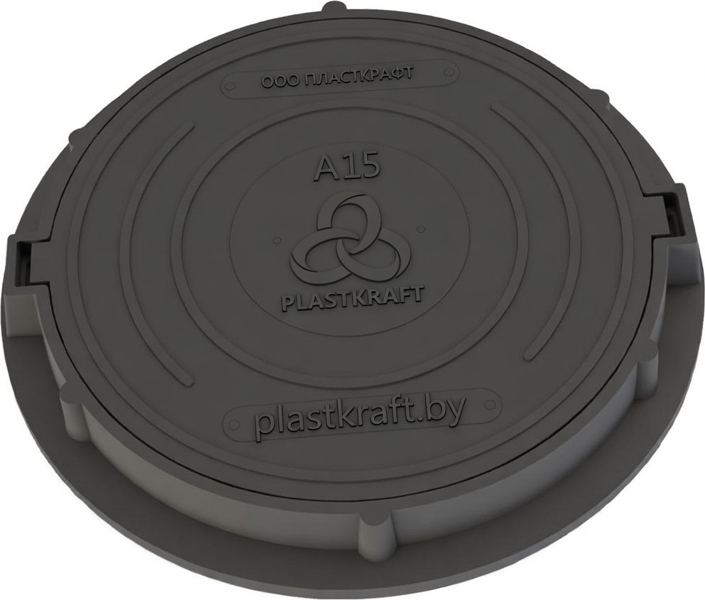 Люк канализационный PLASTKRAFT А15 15 Кн h60/25 с ЗУ (черный, 60x25)