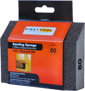 Губка абразивная Firsttool 80 угловая 125x90x25мм / F060191