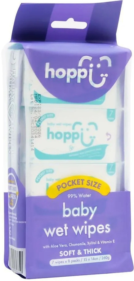 Влажные салфетки детские Hoppi В мини упаковке / HB-012 (7х8шт)