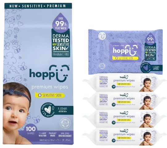 Влажные салфетки детские Hoppi Sensitive Skin / HB-051 (5x20шт)