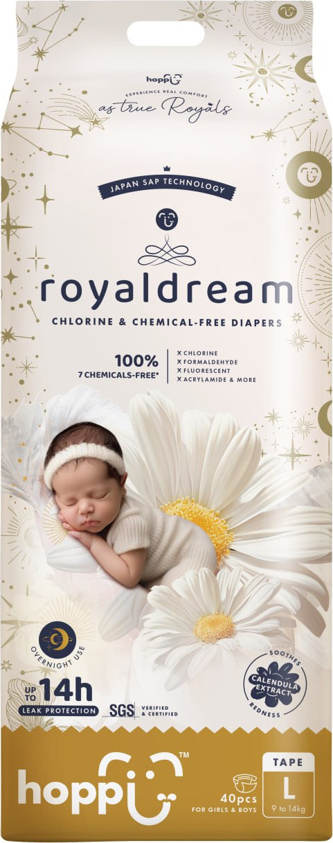 Подгузники детские Hoppi RoyalDream L 9-14кг / HB-040-L (40шт)