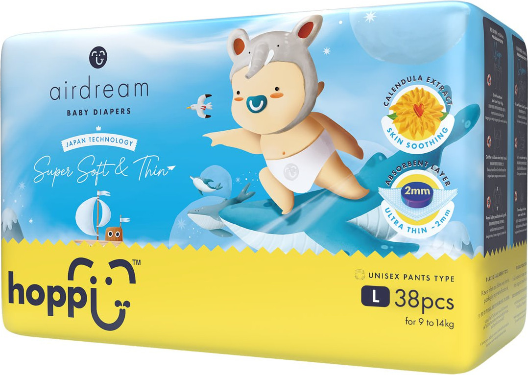 Подгузники-трусики детские Hoppi AirDream L 9-14кг / HB-029-L (38шт)