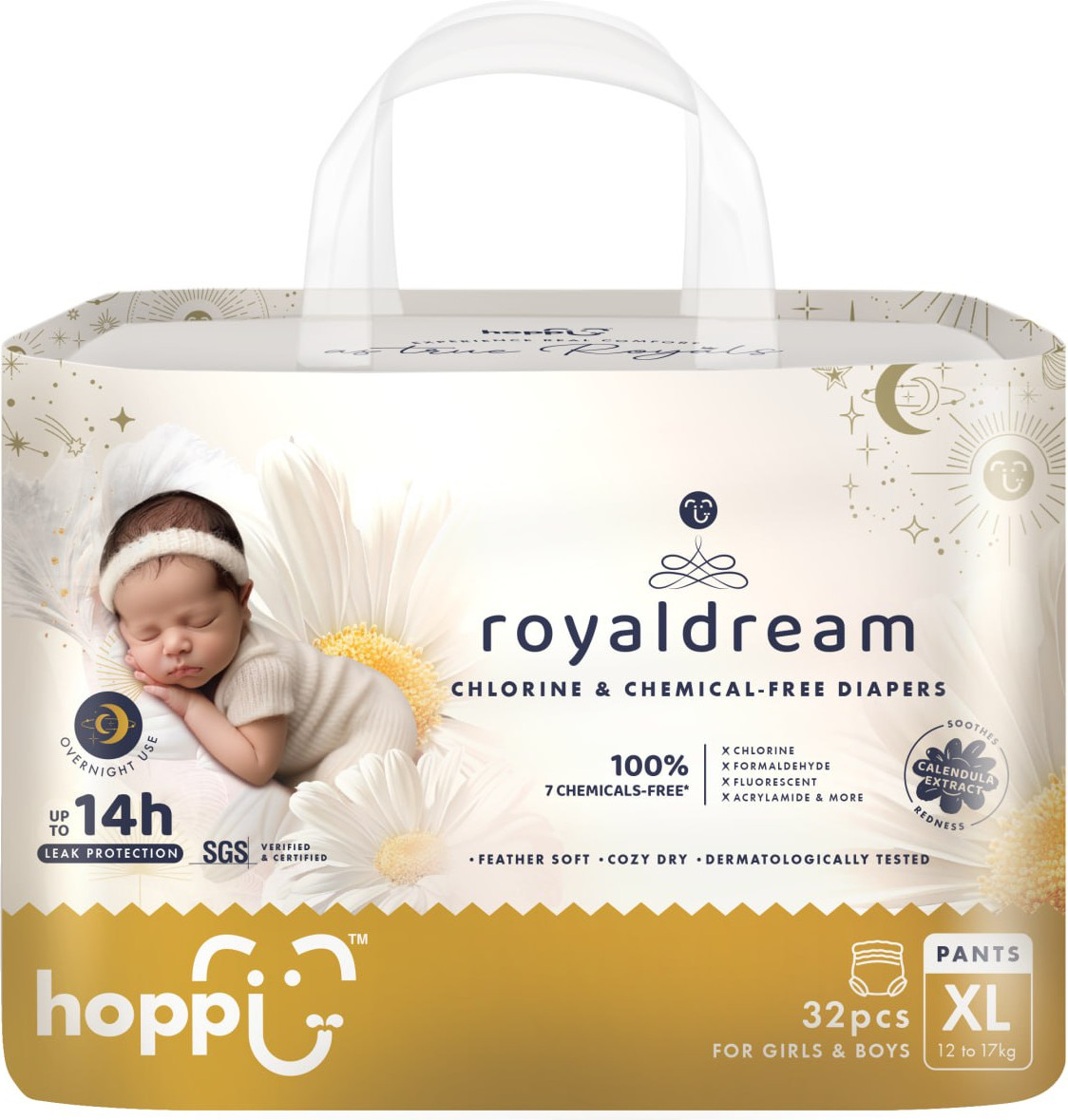 Подгузники-трусики детские Hoppi RoyalDream XL 12-17кг / HB-041-XL (32шт)